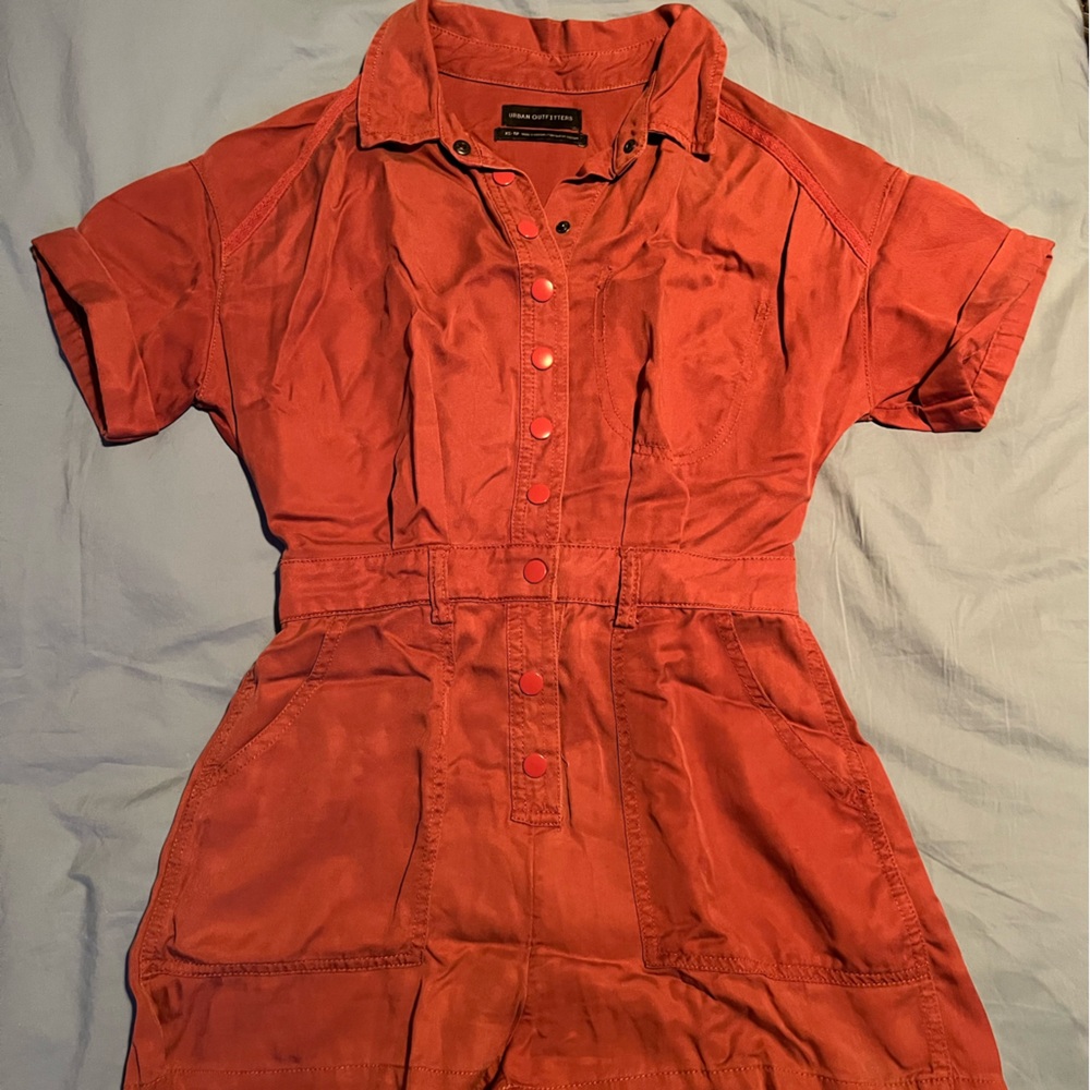 Urban Outfitters Rust Button-Up Romper